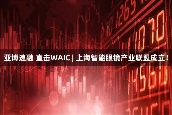 亚博速融 直击WAIC | 上海智能眼镜产业联盟成立！